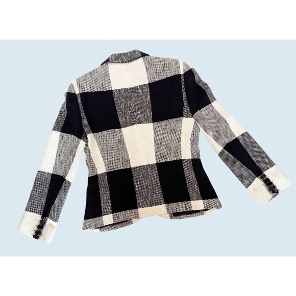 Vintage BERNARD ZINS Paris Black & White Checkered Blazer Jacket Sz S - Picture 7 of 8